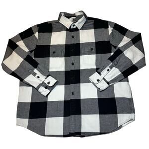 Express Men's Black White Buffalo Plaid Button Down Shirt Size XL Long Sleeve